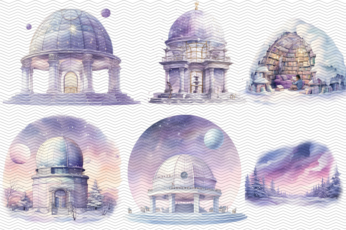 Pastel Snowy Astronomer Clipart, an Illustration by Digital Xpress (Photo 8 of 9)