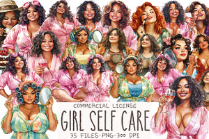 Curvy Girl Self Care Clipart, an Illustration by OK Design