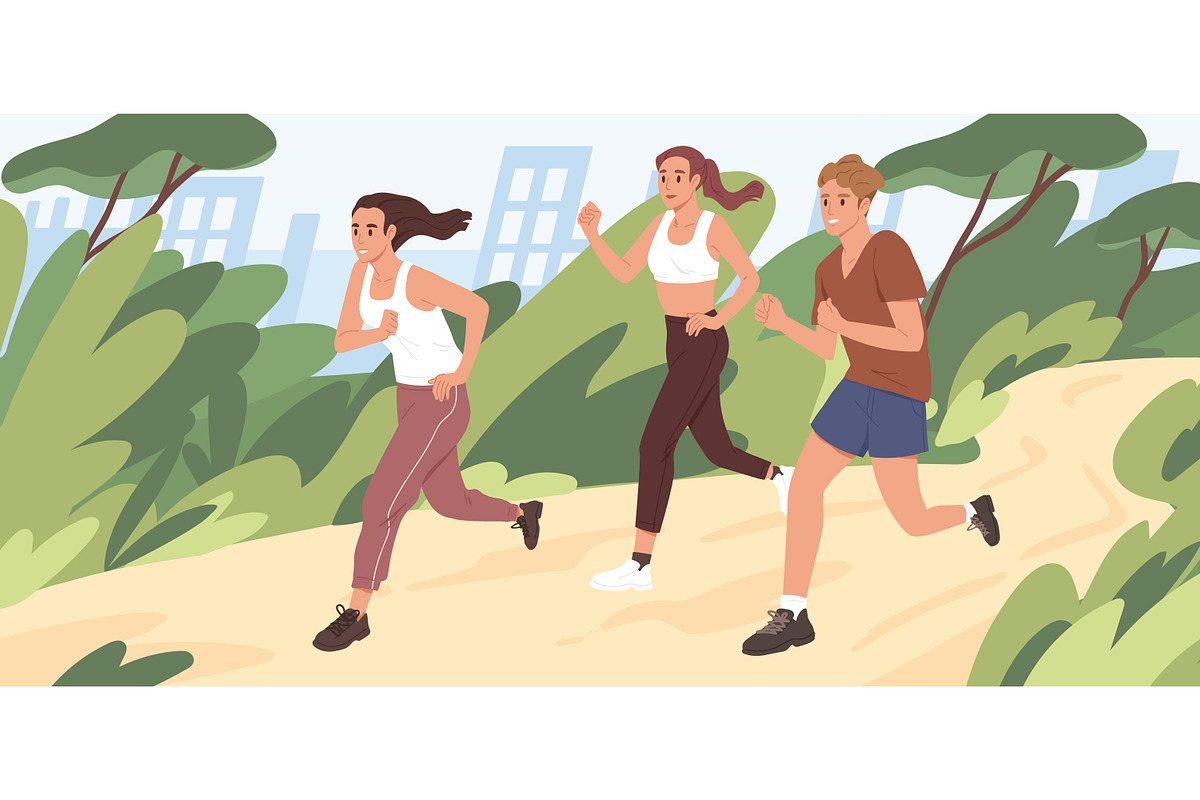 People running, jogging in city park, a Sport Illustration by Good Studio (Photo 1 of 3)