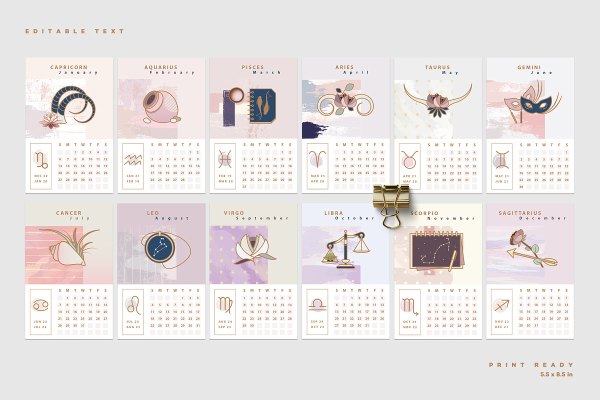 Astrology Calendar Templates, a Stationery Template by Polar Vectors (Photo 3 of 13)