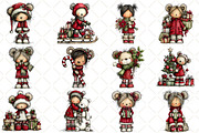 Cute Christmas Bear Girl Clipart, a Seasonal Illustration by Black Bird Studio (Thumbnail 3 of 7)