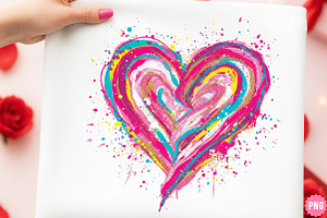 Colorful Brushstroke Valentines Png, an Illustration by SinaCreation