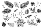 Black and white Christmas clip-art, a Seasonal Illustration by Robusta (Thumbnail 2 of 3)