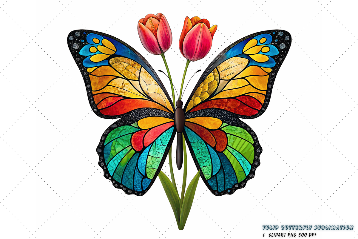 Tulip Butterfly Sublimation Clipart, an Animal Illustration by FloridPrintables (Photo 1 of 12)