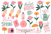Spring elements, patterns, lettering, a Decorative Illustration by hanifa_design (Thumbnail 2 of 8)