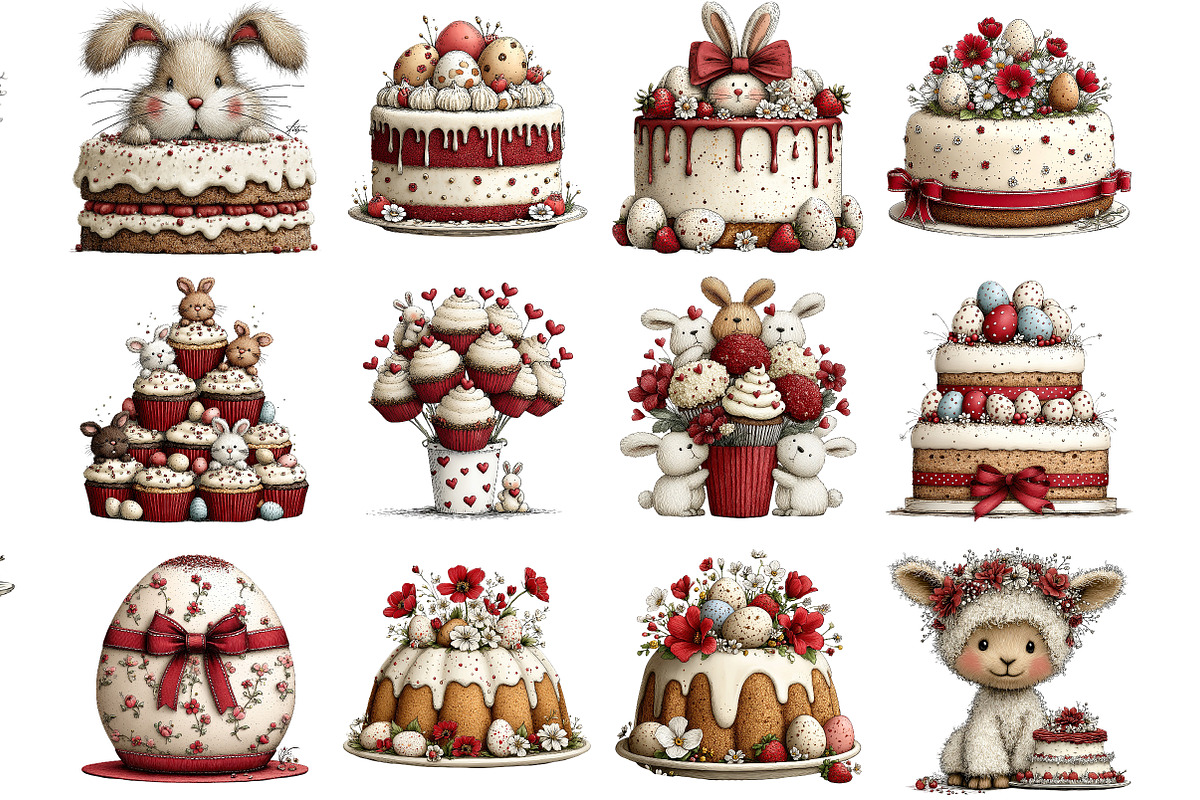 Watercolor Easter Cake Clipart Bundl, an Illustration by DreamArtGraphic (Photo 4 of 4)