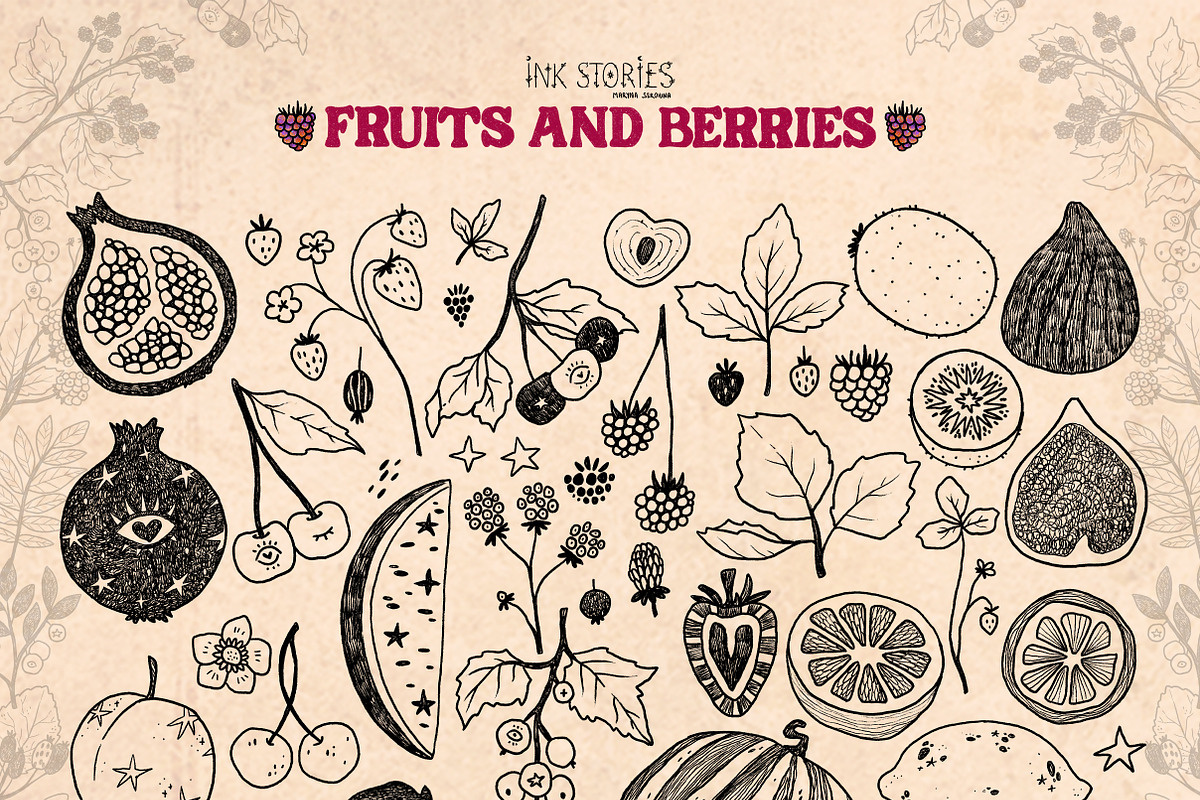 Fruits and Berries | Hand Drawn Boho, a Food Illustration by Ink Stories (Photo 3 of 13)