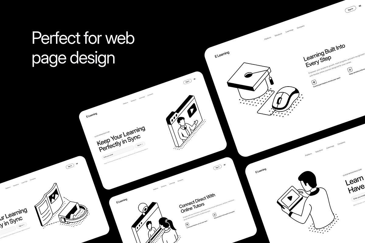 100 E-Learning Illustrations Bundle, a Technology Illustration by Vectors Market (Photo 4 of 12)