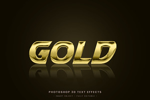Gold glassy editable text effect PSD