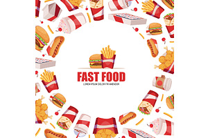 Fast food background. circle shape, a Food Illustration by Onyx
