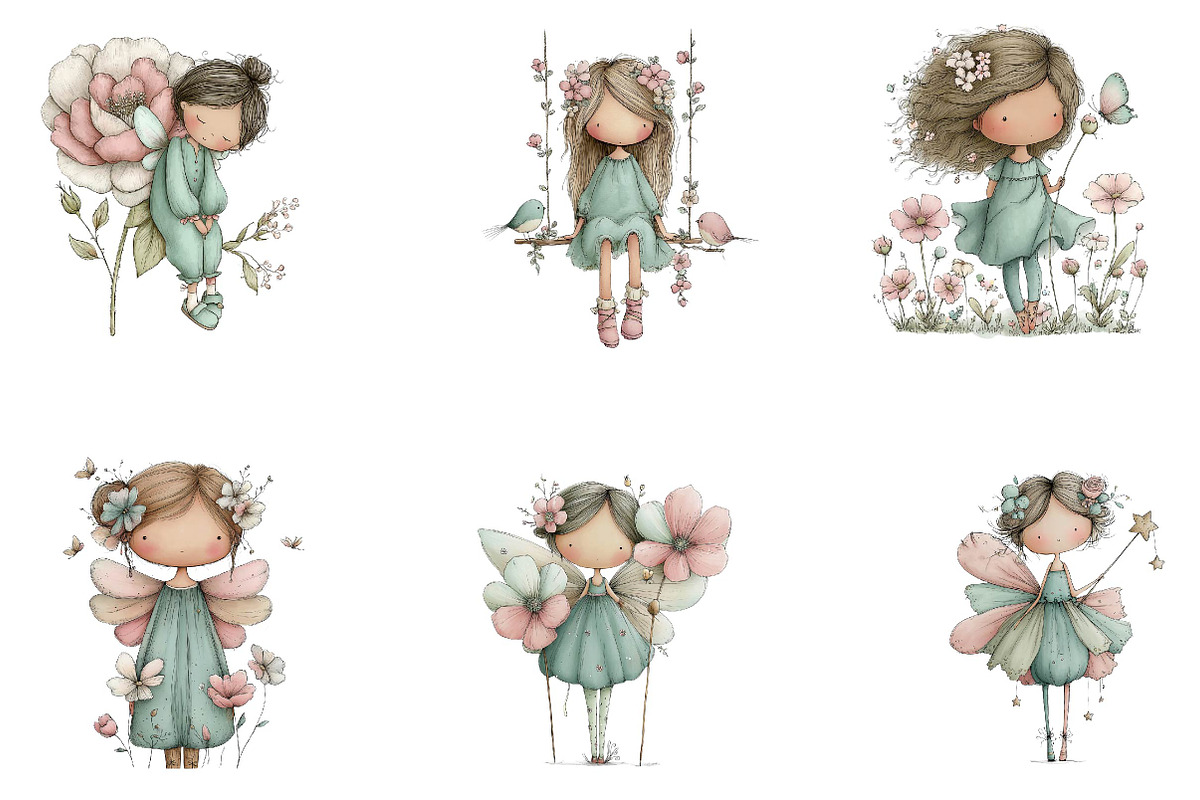 Whimsical Spring Fairy Clipart, an Illustration by CreationArt (Photo 2 of 7)