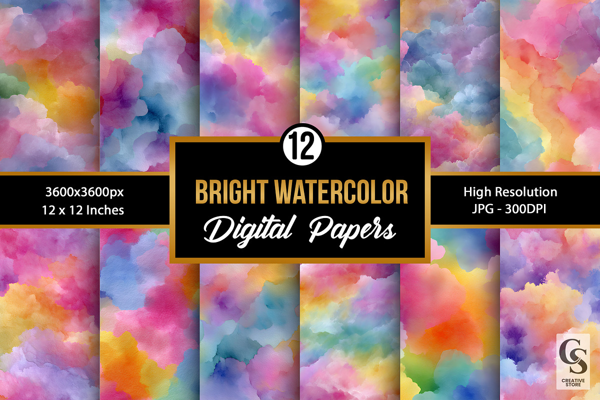 Bright Watercolor Texture Background, a Pattern Graphic by Creative Store (Photo 1 of 5)