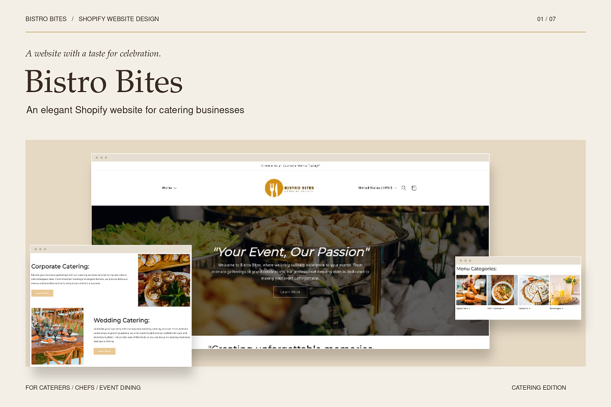 Shopify Theme for Caterings, a Shopify Template by Layl Atelier (Photo 1 of 8)