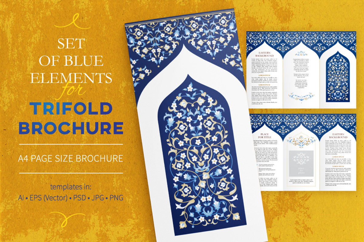 Blue Elements For Trifold Brochure, a Brochure Template by O'Gold!