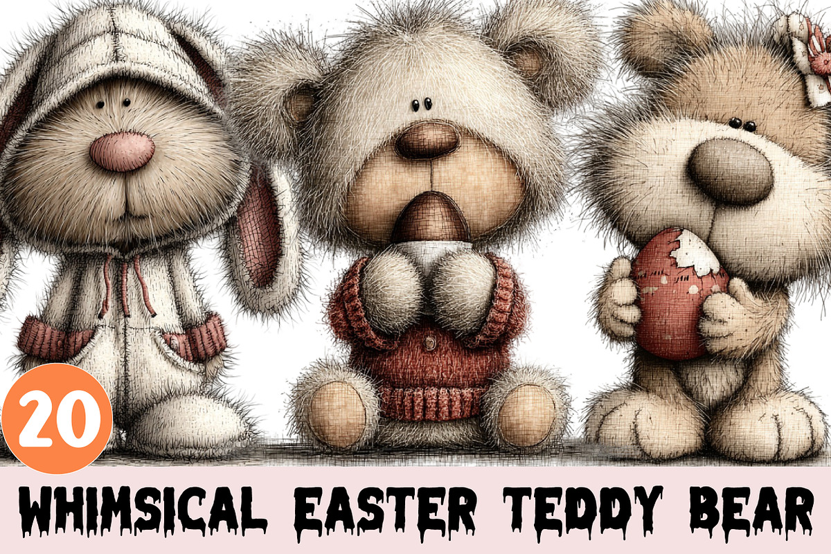 Whimsical Easter Teddy Bear Clipart, a Graphic by CitraGraphics (Photo 1 of 4)