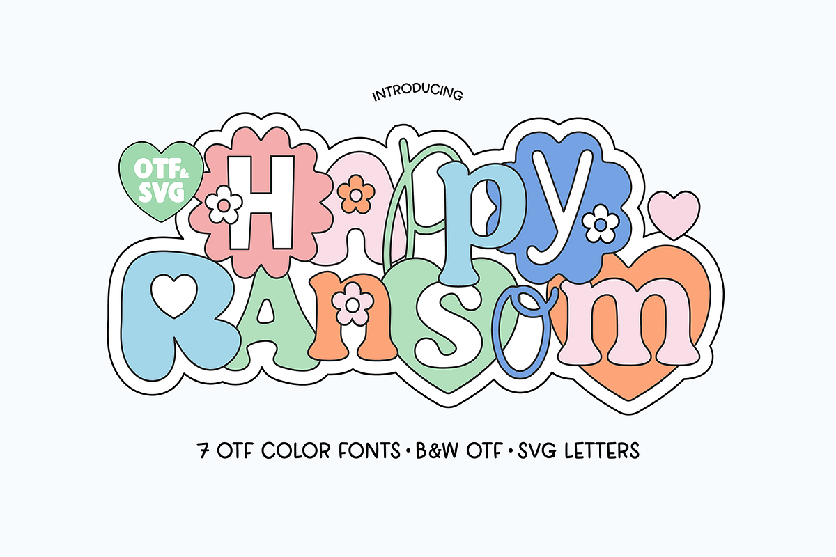 HAPPY RANSOM Boho Floral Cutout Font, a Handwritten Font by Blush Font Co. (Photo 1 of 13)