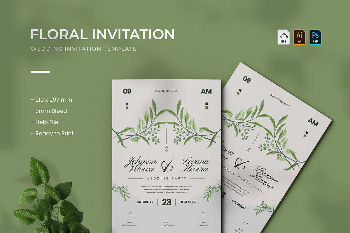 Floral - Wedding Invitation, a Print Template by VUNIRA (Photo 1 of 2)