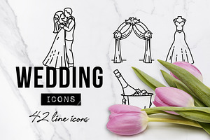 42 Romantic Wedding Icons - Love