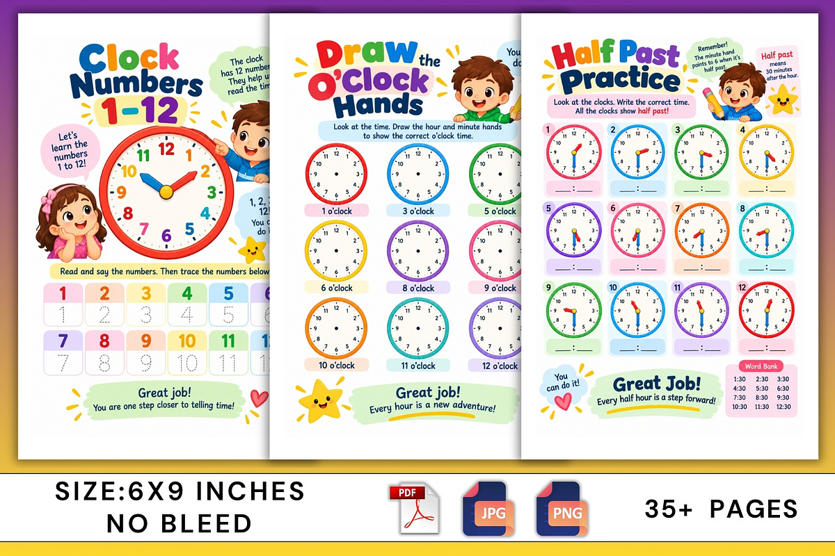 Time Game Learning Pack, a Stationery Template by Designmela01 (Photo 4 of 6)