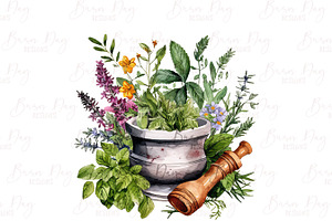 Watercolor Mortar And Pestle Clipart