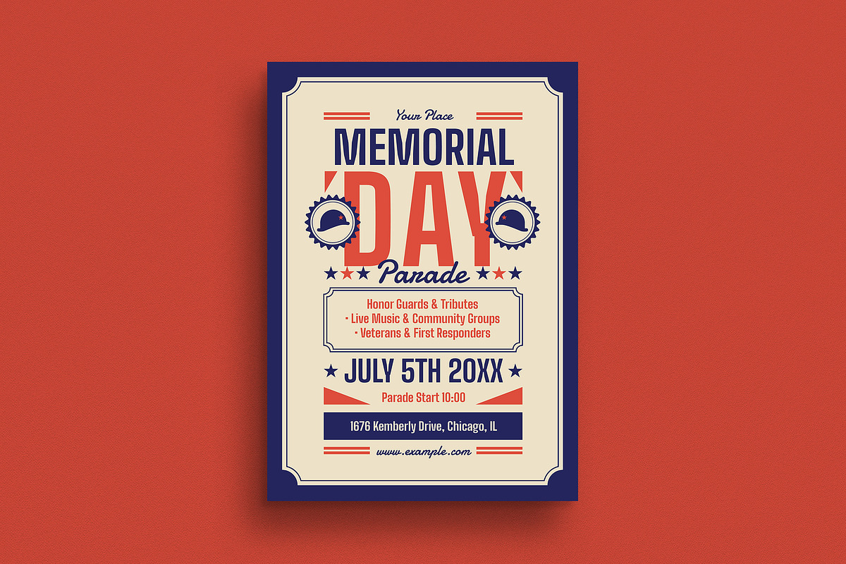 Retro Memorial Day Event Flyer, a Flyer Template by Guuver (Photo 1 of 3)