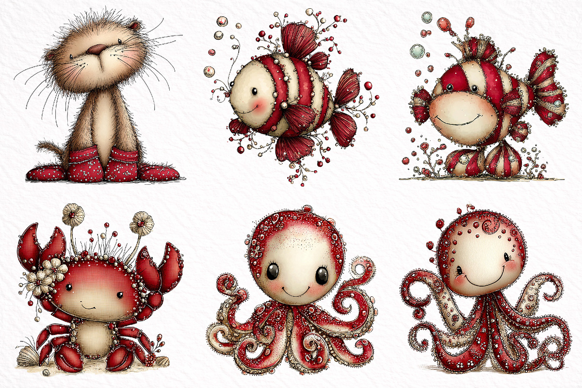 Whimsical Animals in Aquarium, an Illustration by DreamArtGraphic (Photo 6 of 8)