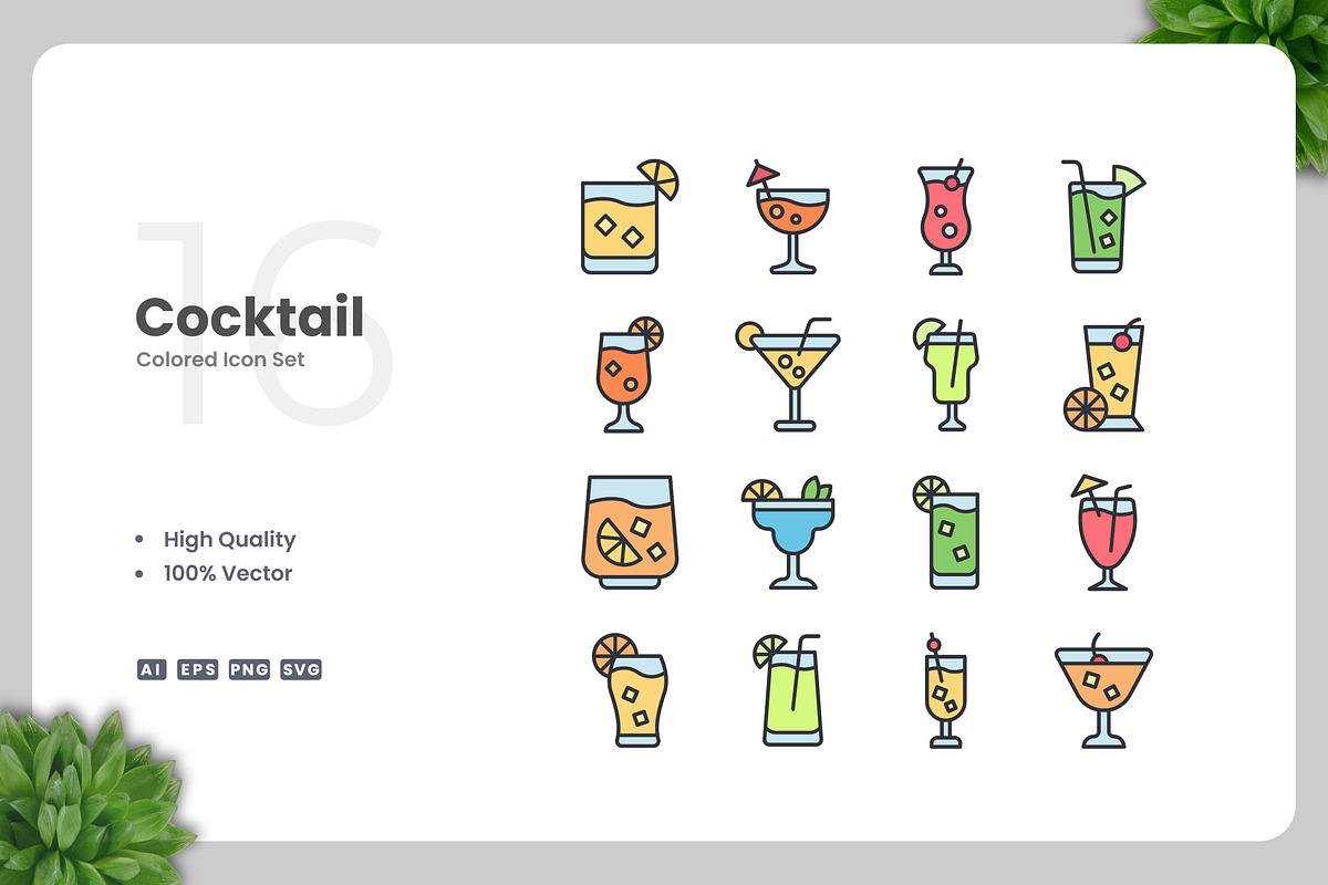 Cocktail Colored Icons, an Icon by Upnowgraphic