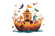 Prompt Watercolor Noah's Ark Clipart, a Decorative Illustration by Creative design (Thumbnail 4 of 7)