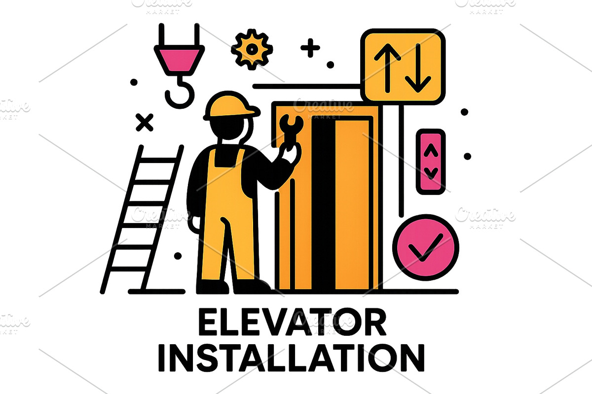 Elevator installation process with a, an Illustration by ZinetroN