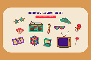 Retro 90s Illustration Set