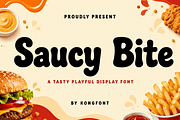 Saucy Bite - Playful Display Font, a Handwritten Font by overlaytemplates (Thumbnail 1 of 5)