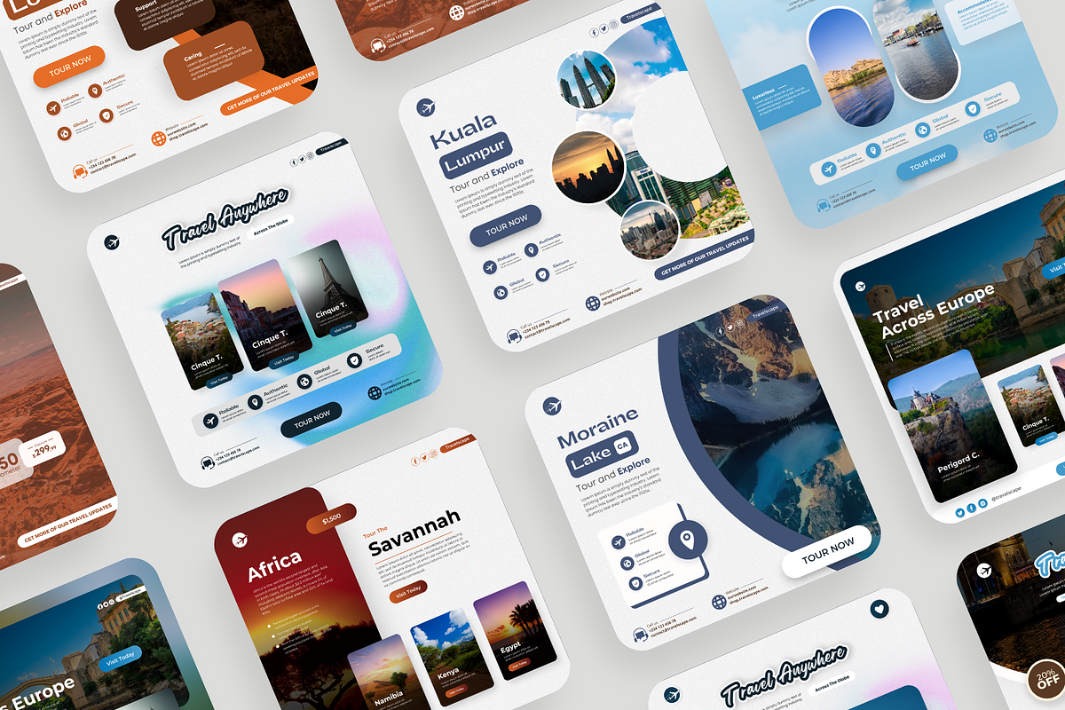 Travels Canva Design Templates, a Social Media Template by Exceptionalways (Photo 9 of 40)