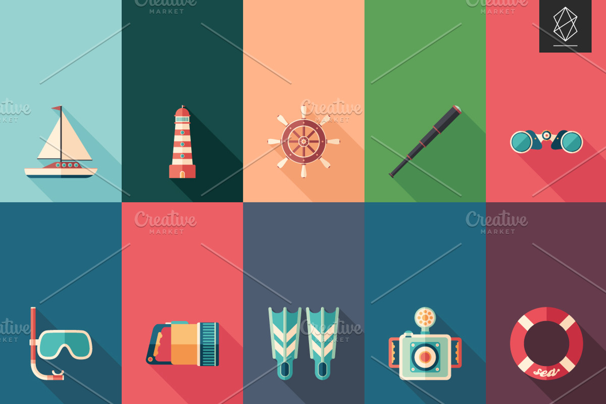 Sun sea summer flat icon set, an Icon by Yury Velikanov (Photo 2 of 3)