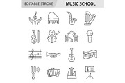 Music school line vector icon set, an Outline Icon by ElineDesign (Thumbnail 1 of 3)
