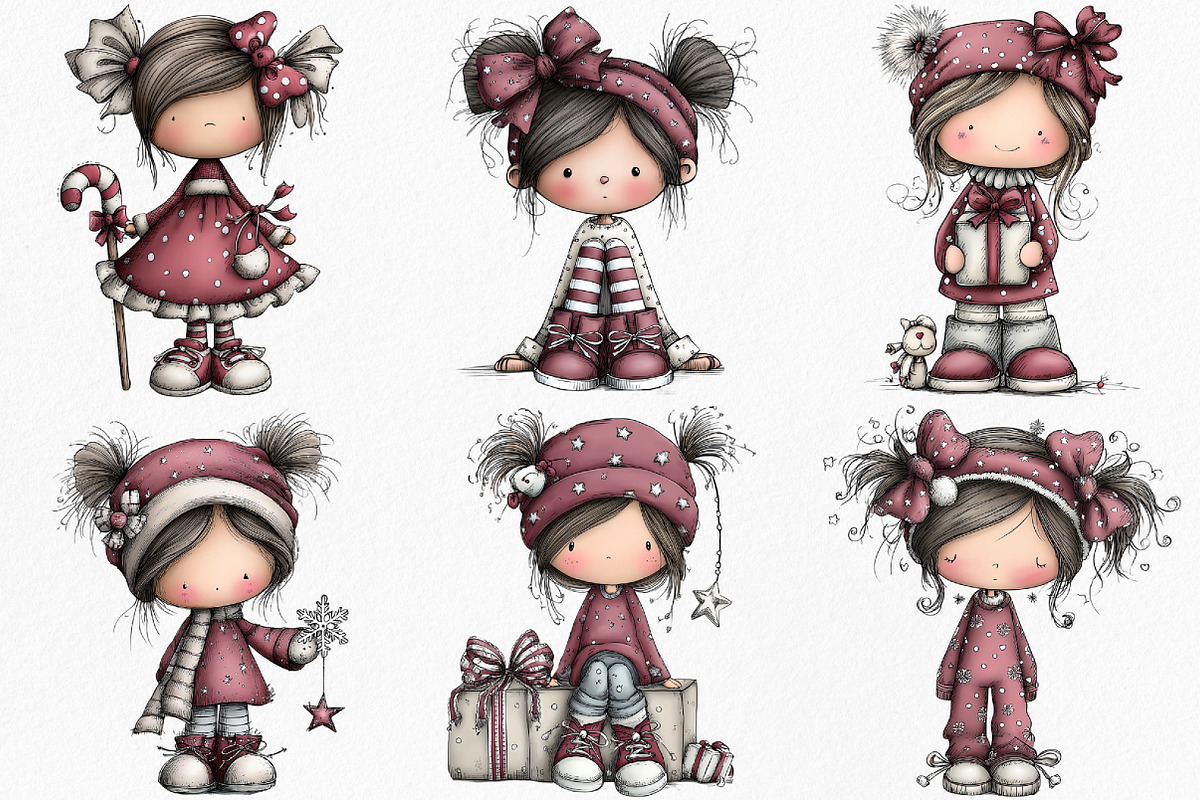 Whimsical Christmas Doll Clipart, an Illustration by Canvas Craft (Photo 4 of 7)