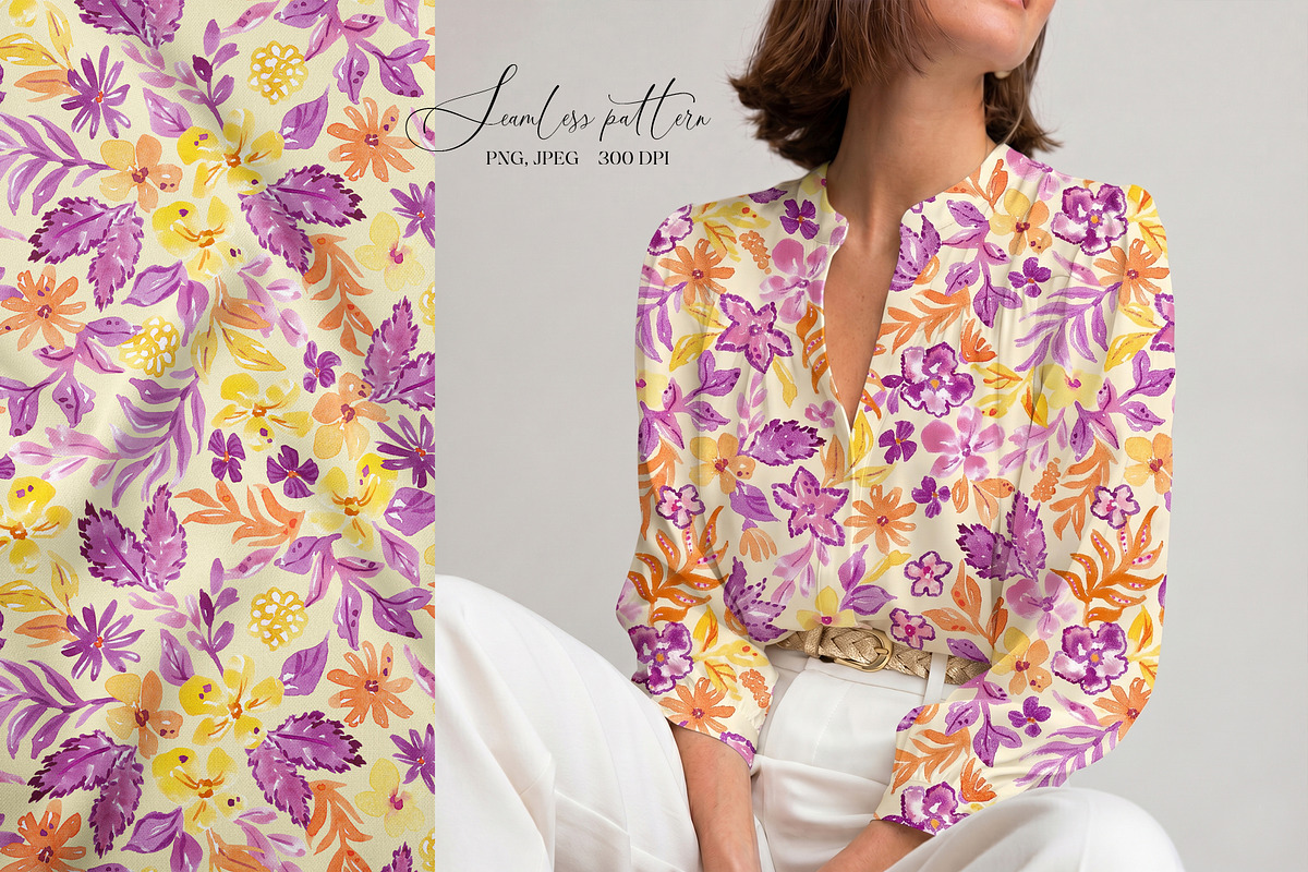 Purple Floral Seamless Pattern, a Pattern Graphic by SirenaArt (Photo 13 of 15)