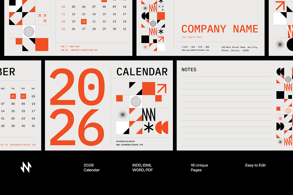 Minimalist Grid Calendar, a Stationery Template by Neermana (Photo 1 of 4)