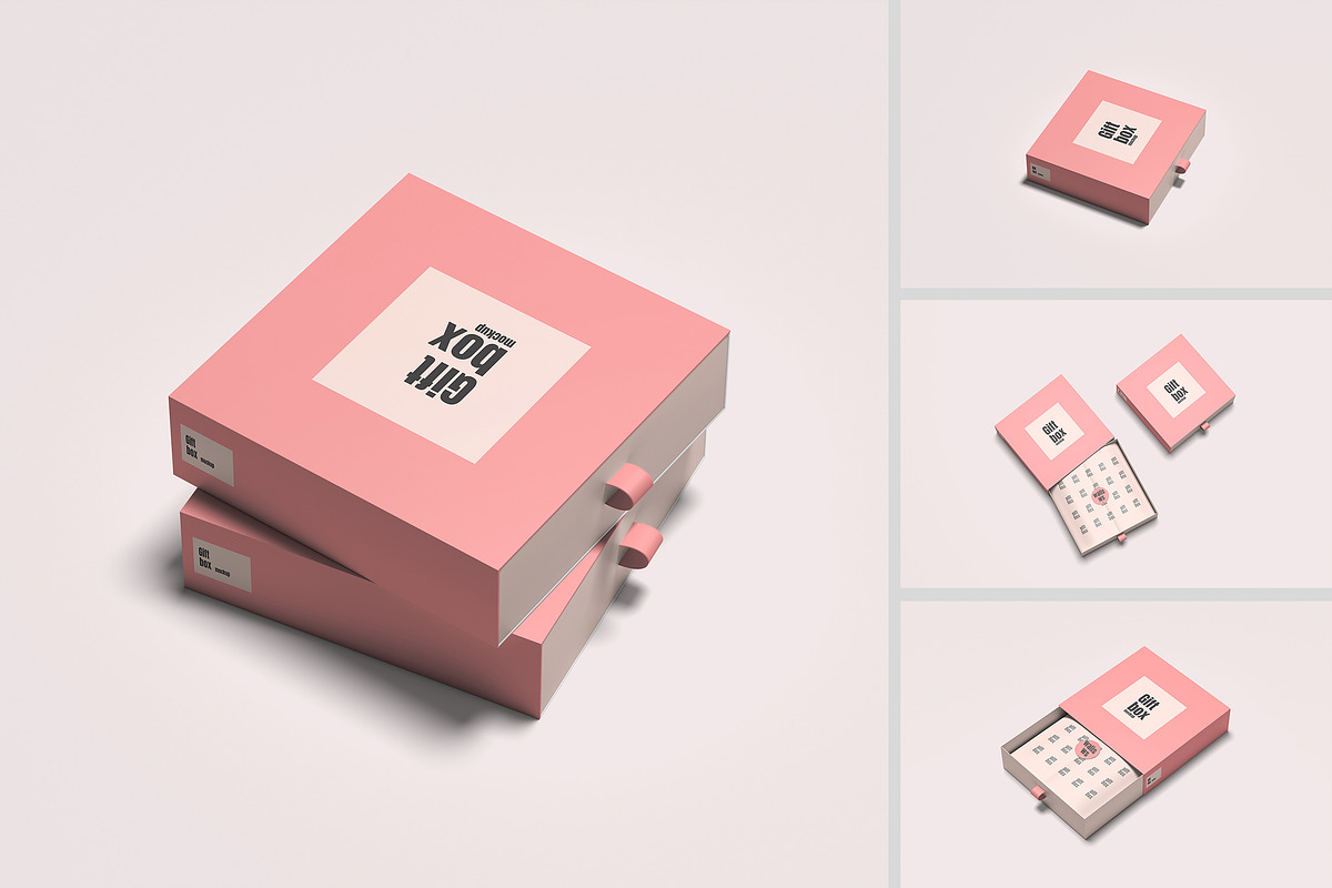 High-Quality Gift Box Mockup, a Packaging Mockup by swsi-studio (Photo 1 of 6)