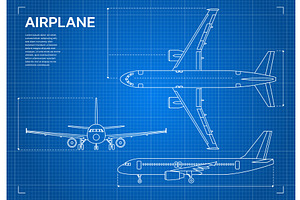 Outline Plane Aircraft Blueprint