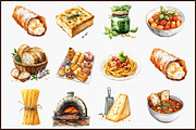 Watercolor Italian Food Clipart, an Illustration by Sublimation Artist (Thumbnail 3 of 6)