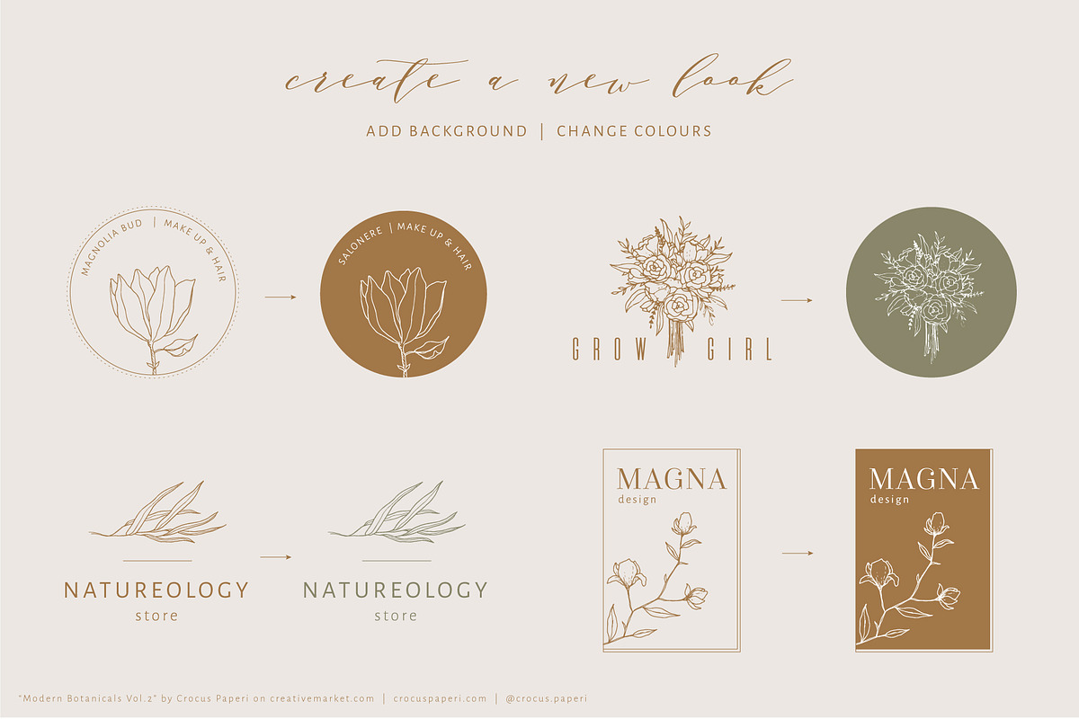 Vol. 2 Botanical hand - drawn logos preview 6