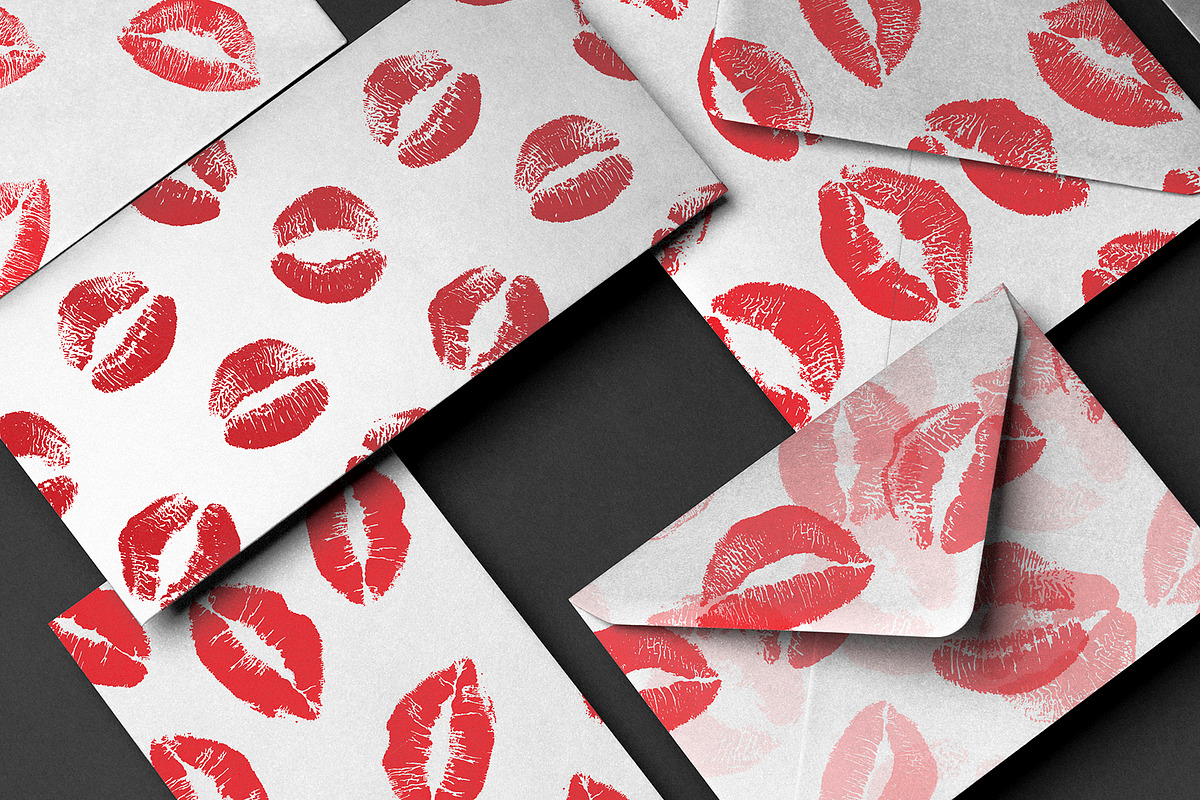 15 Seamless Lipstick Kisses Patterns, a Pattern Graphic by Kokoshka (Photo 7 of 15)