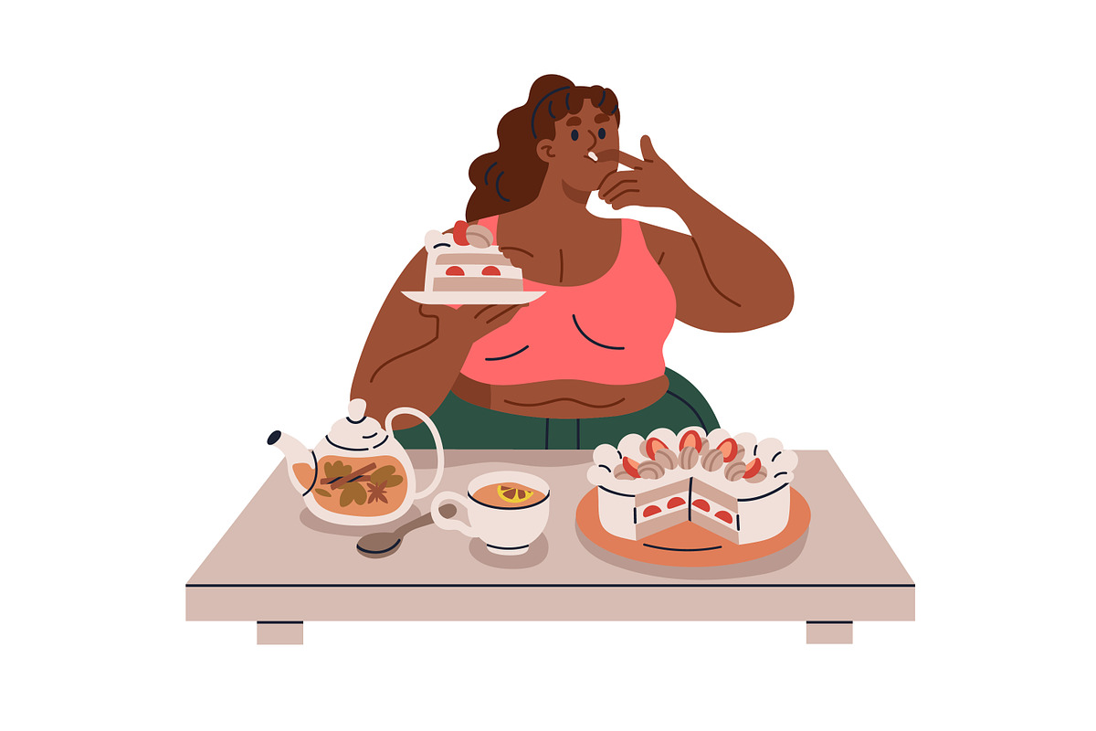 Fat people eating fast food set, a Food Illustration by Good Studio (Photo 4 of 7)