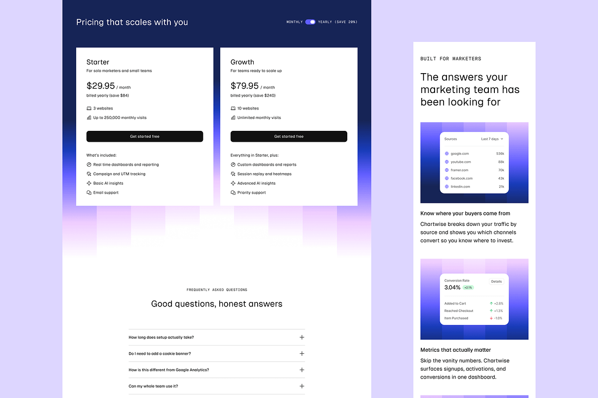 Chartwise — Framer SaaS Template, a Landing Page Template by Johnny Jakubowicz (Photo 4 of 4)