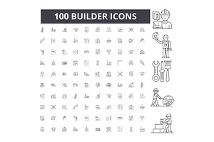 Builder line icons, signs, vector, a Person Illustration by urban icon