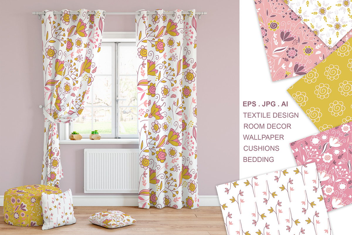 Vintage seamless floral patterns, a Pattern Graphic by Jermolina Mockups (Photo 2 of 8)