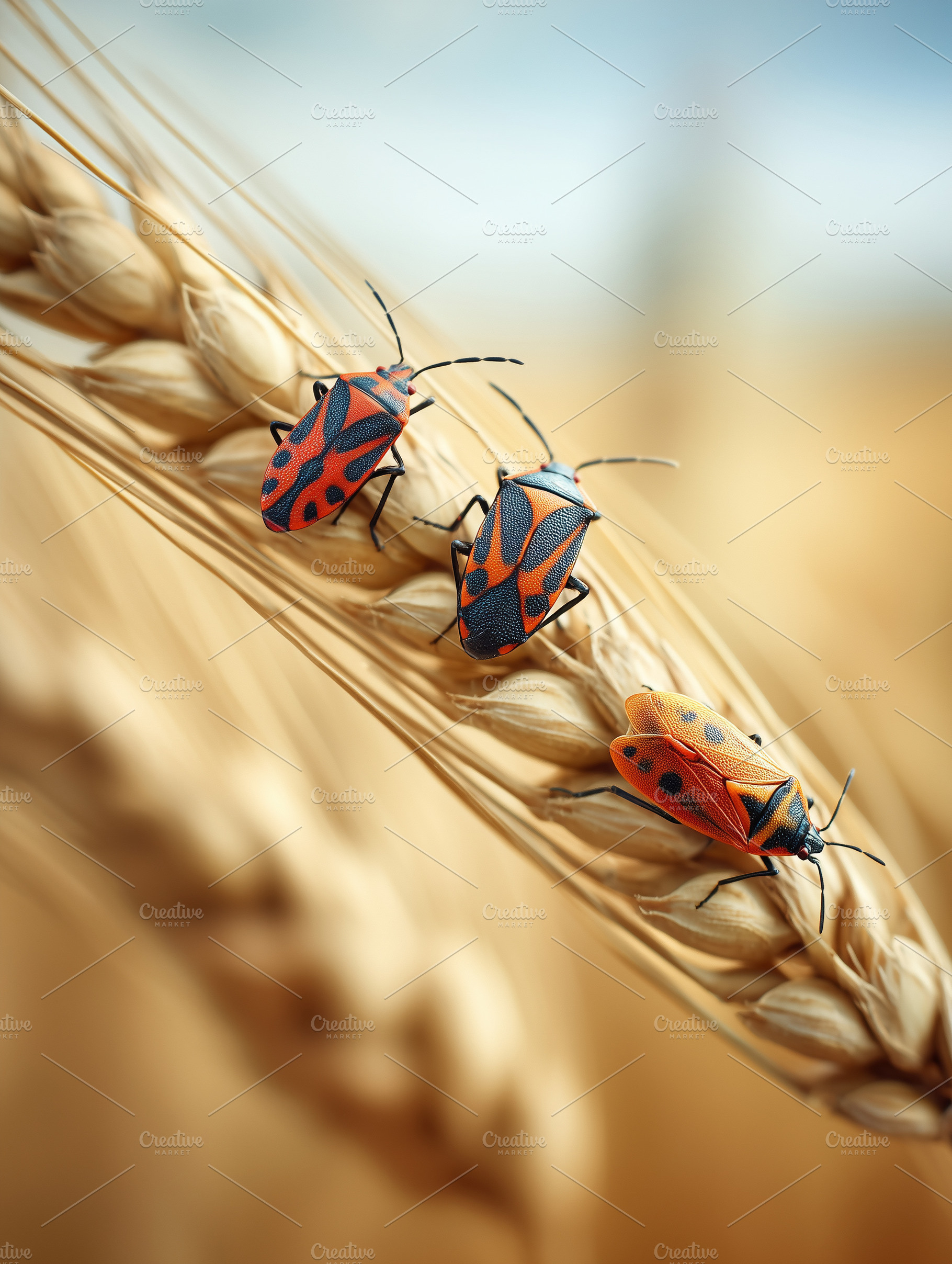 Close up of insects on wheat, an Animal Photo by MistyDay