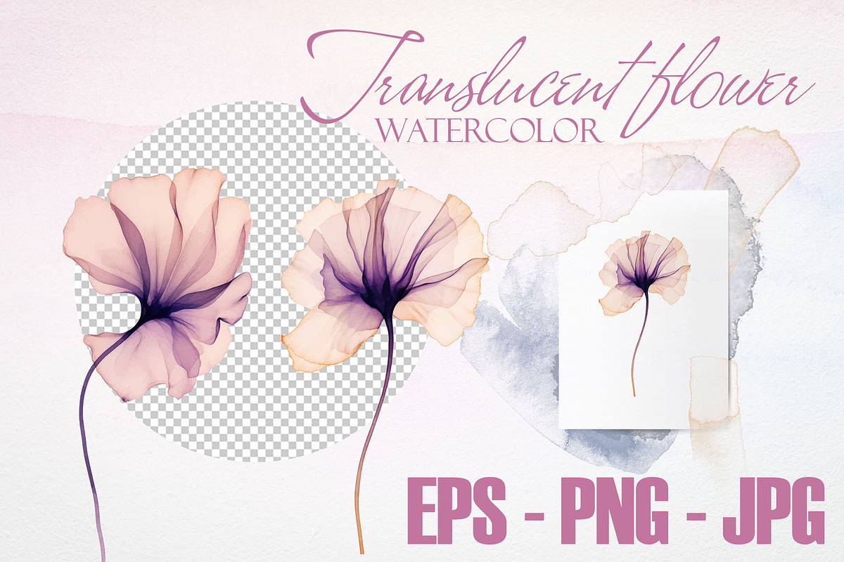 Watercolor Translucent Flower Vector, a Pattern Graphic by Deckar_art (Photo 2 of 5)