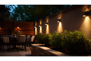 ambiance wall lights ai generated, an Architecture Photo by pikepicture