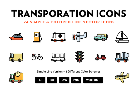 Transportation Line Icons